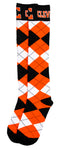 Cleveland Orange Argyle Dress Socks