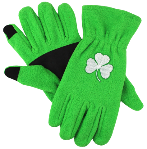 Irish Green Fleece Texting Gloves - Shamrock