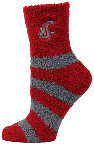 Washington State Cougars Stripe Fuzzy Socks