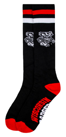 Wisconsin Badgers Black Tube Socks