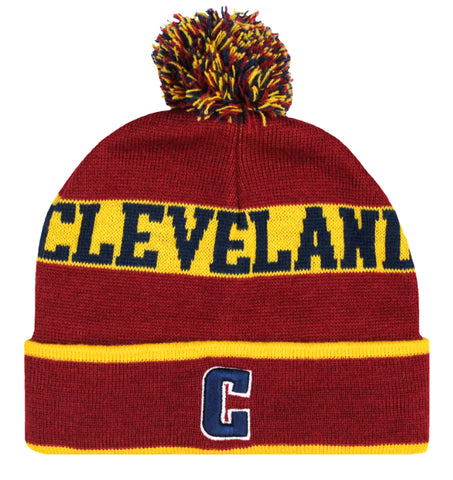 Cleveland Wine and Gold Pom Pom Knit Hat