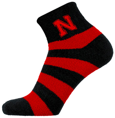 Nebraska Cornhuskers Stripe Fuzzy Socks