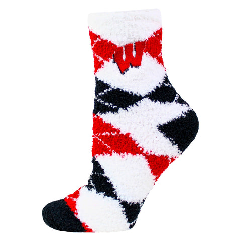 Wisconsin Badgers Argyle Fuzzy Socks