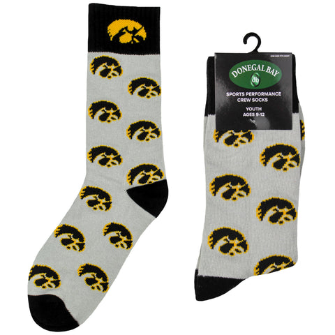 Iowa Hawkeyes Kid's Repeating Crew Socks (ages 9-12)