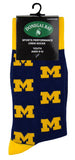 Michigan Wolverines Kid's Repeating Crew Socks (ages 9-12)