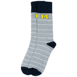 Michigan Wolverines White Striped Dress Socks