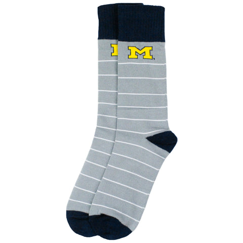 Michigan Wolverines White Striped Dress Socks