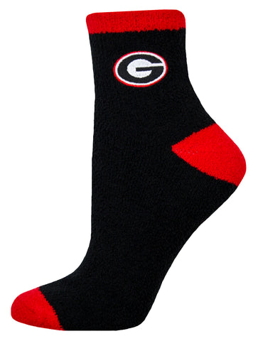 Georgia Bulldogs Solid Black Fuzzy Socks
