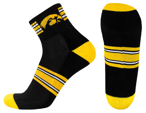 Iowa Hawkeyes Black Striped Quarter Socks