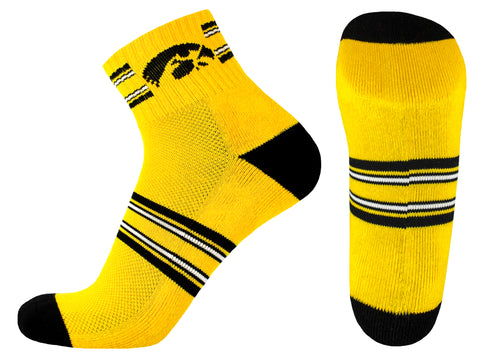 Iowa Hawkeyes Gold Striped Quarter Socks