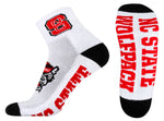 NC State Wolfpack White Quarter Socks
