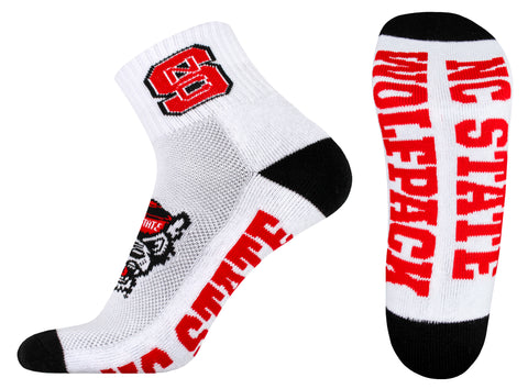 NC State Wolfpack White Quarter Socks