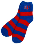Kansas Jayhawks Stripe Fuzzy Socks