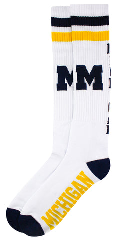 Michigan Wolverines White Tube Socks