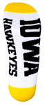 Iowa Hawkeyes White Quarter Socks, Gold Heel/Toe