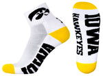 Iowa Hawkeyes White Quarter Socks, Gold Heel/Toe