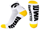 Iowa Hawkeyes White Quarter Socks, Gold Heel/Toe