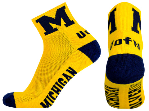 Michigan Wolverines Maize Quarter Socks
