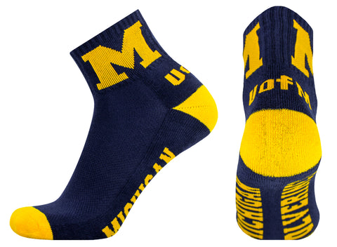 Michigan Wolverines Blue & Maize Quarter Socks