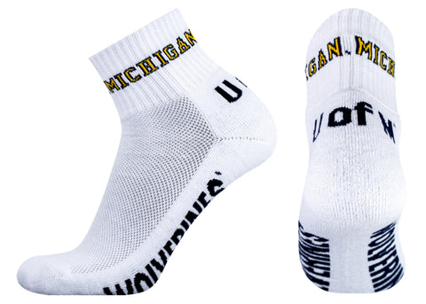 Michigan Wolverines White Quarter Socks