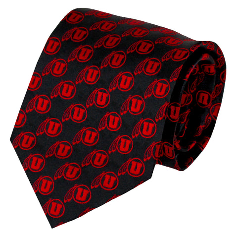 Utah Utes Black Repeating Necktie