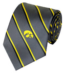 Iowa Hawkeyes Charcoal Thin Stripe Necktie