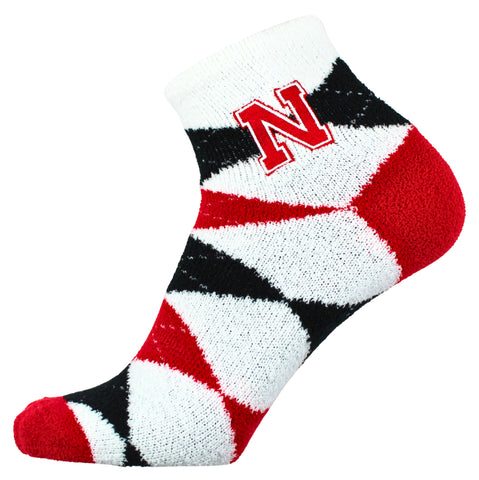 Nebraska Cornhuskers Argyle Fuzzy Socks