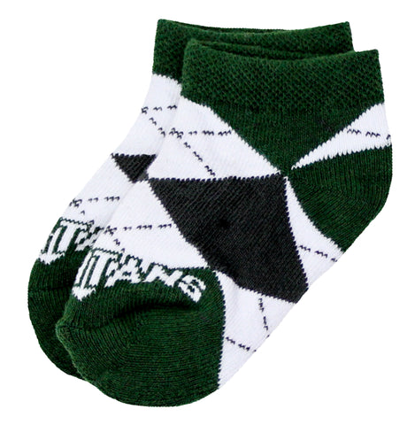 Michigan State Spartans Baby Argyle No-Show Footies
