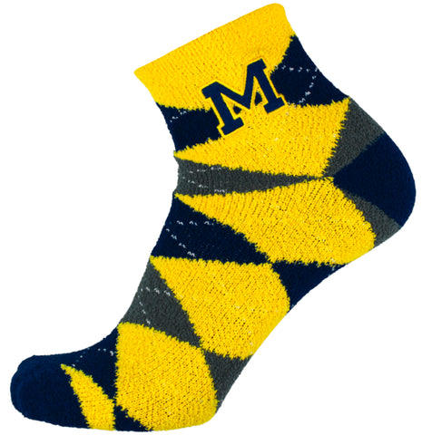 Michigan Wolverines Argyle Fuzzy Socks