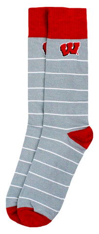 Wisconsin Badgers White Stripe Dress Socks