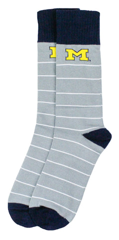 Michigan Wolverines White Striped Dress Socks