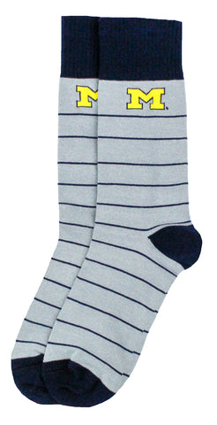 Michigan Wolverines Blue Striped Dress Socks