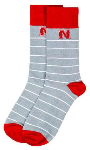 Nebraska Cornhuskers White Stripe Dress Socks