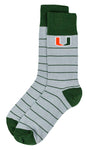 Miami Hurricanes Green Striped Dress Socks