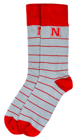 Nebraska Cornhuskers Red Stripe Dress Socks