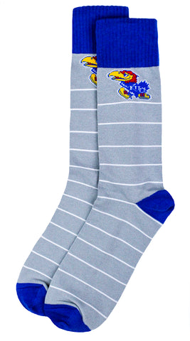 Kansas Jayhawks White Striped Dress Socks