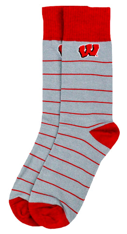 Wisconsin Badgers Red Stripe Dress Socks