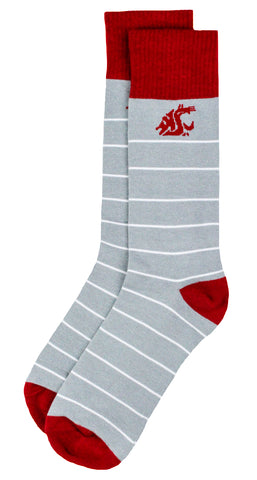 Washington State Cougars White Stripe Dress Socks