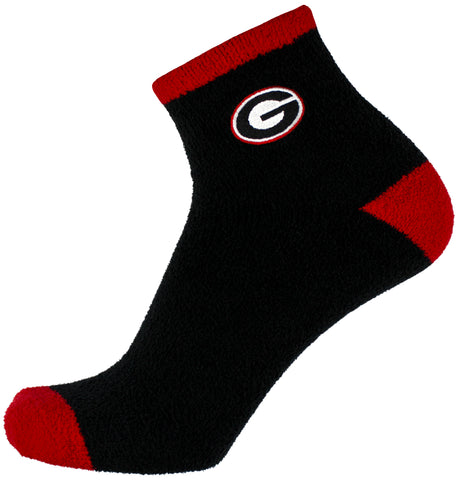 Georgia Bulldogs Solid Black Fuzzy Socks