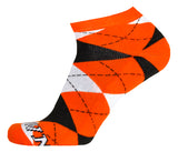 Cleveland Orange Argyle No-Show Footies