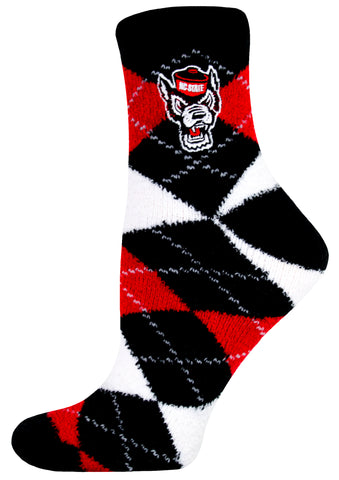 NC State Wolfpack Argyle Fuzzy Socks