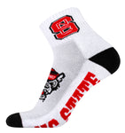 NC State Wolfpack White Quarter Socks