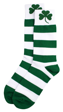 Irish Green & White Stripe Dress Socks