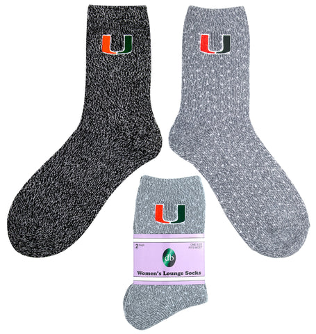 Miami Hurricanes Women's Lounge Socks - (2 Pack)