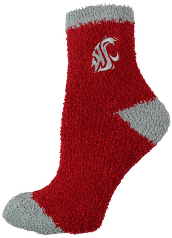 Washington State Cougars Solid Fuzzy Socks