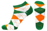 Irish Argyle No Show Footie Socks