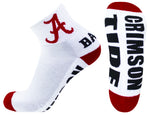 Alabama Crimson Tide White Quarter Socks